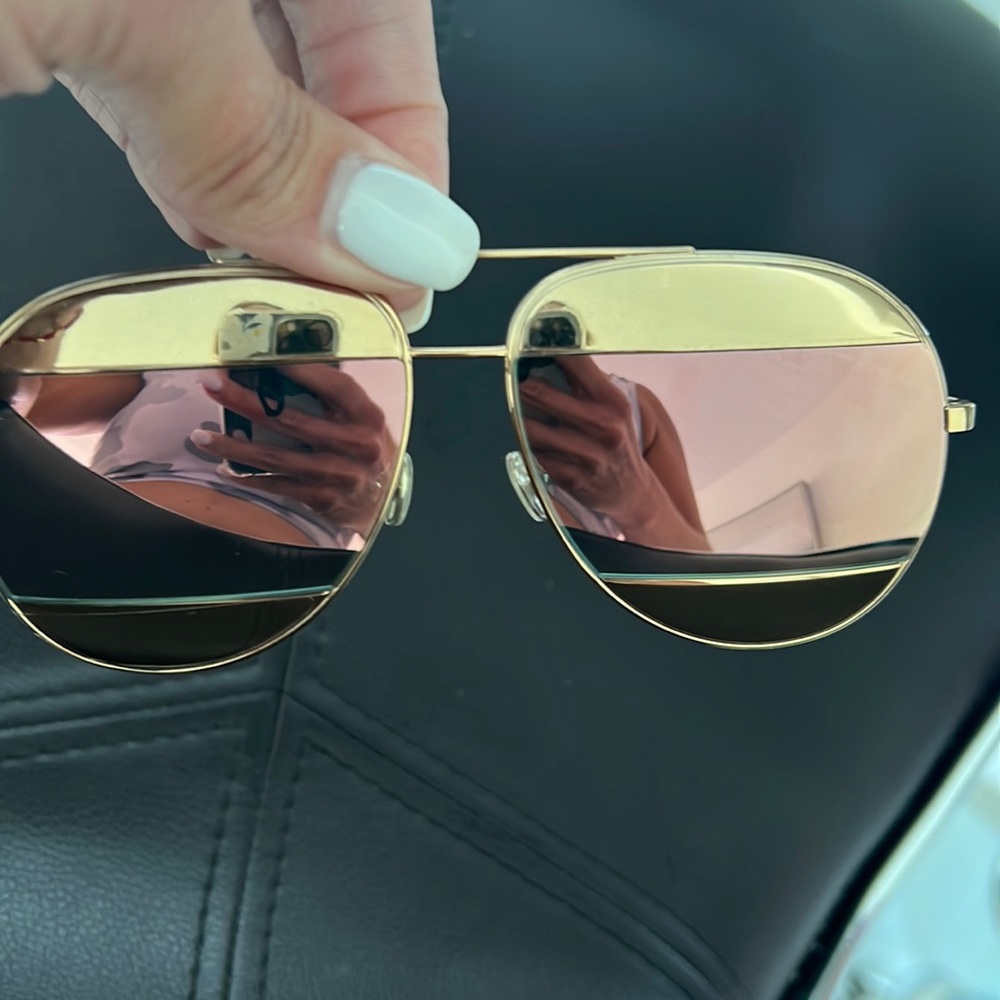 Dior Rose Gold Aviator Oversized Sunglasses With Dior Case - brand new